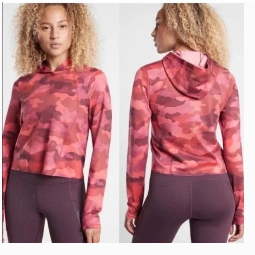 ATHLETA Red Camo Pinnacle Hoodie Size Medium - Picture 3 of 11